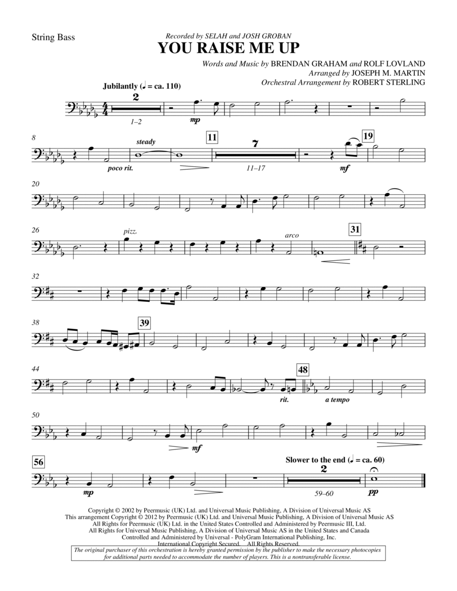 You Raise Me Up - Double Bass Choir scores gallery preview page 1