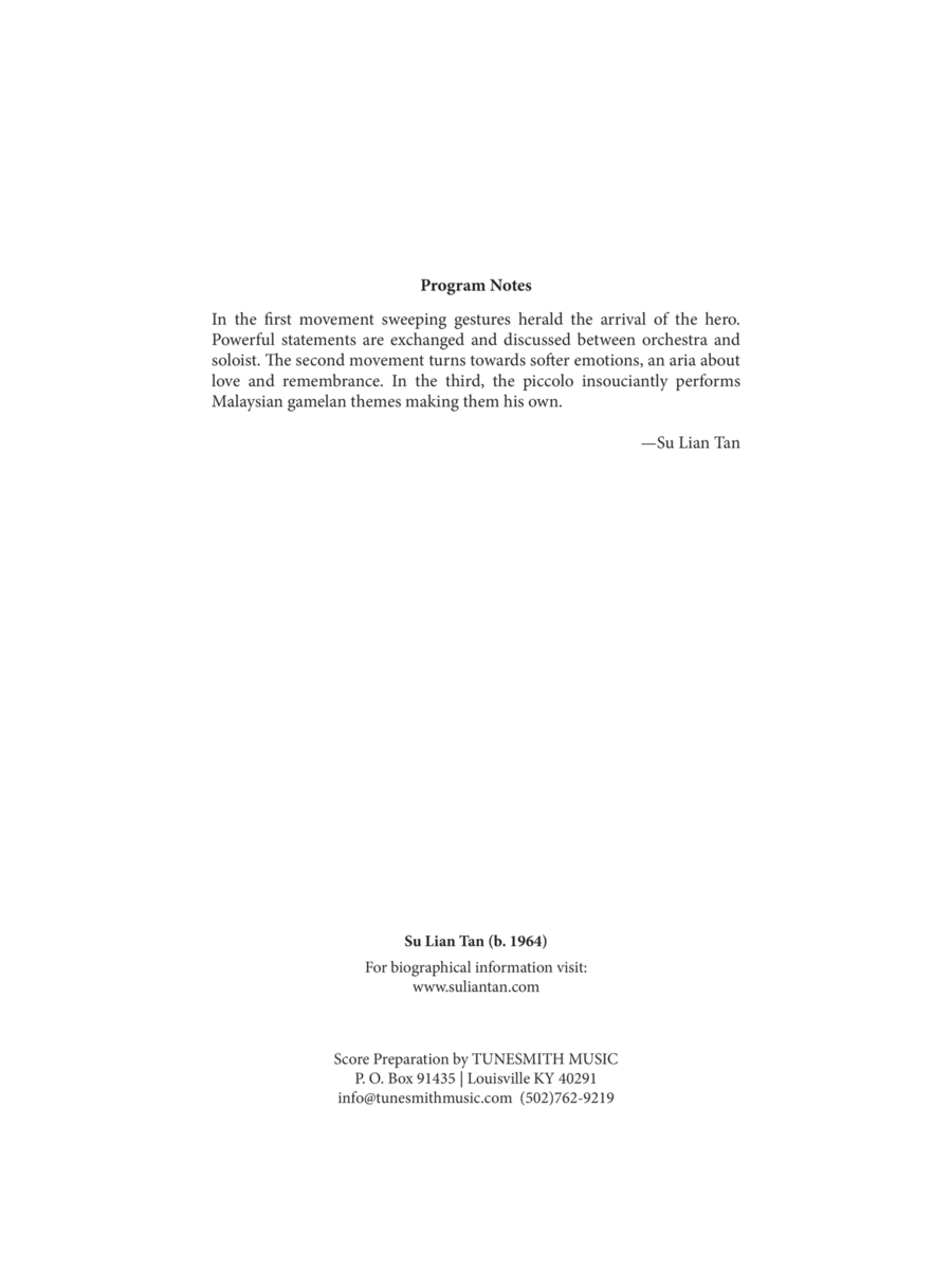 Concerto for Piccolo Solo and Chamber Orchestra (Downloadable Piano/Piccolo Score & Part) Chamber Orchestra scores gallery preview page 1