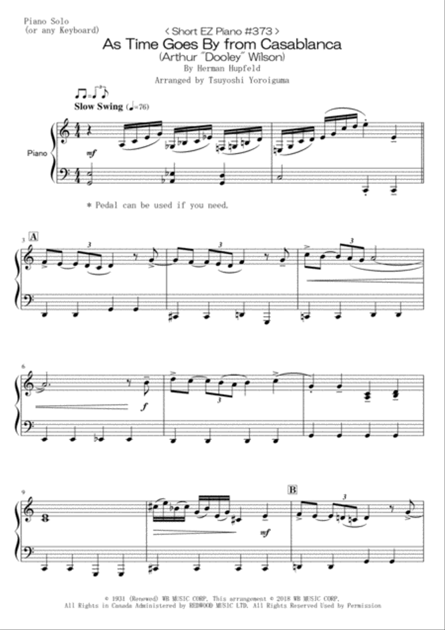As Time Goes By As Time Goes By Easy Piano scores gallery preview page 1