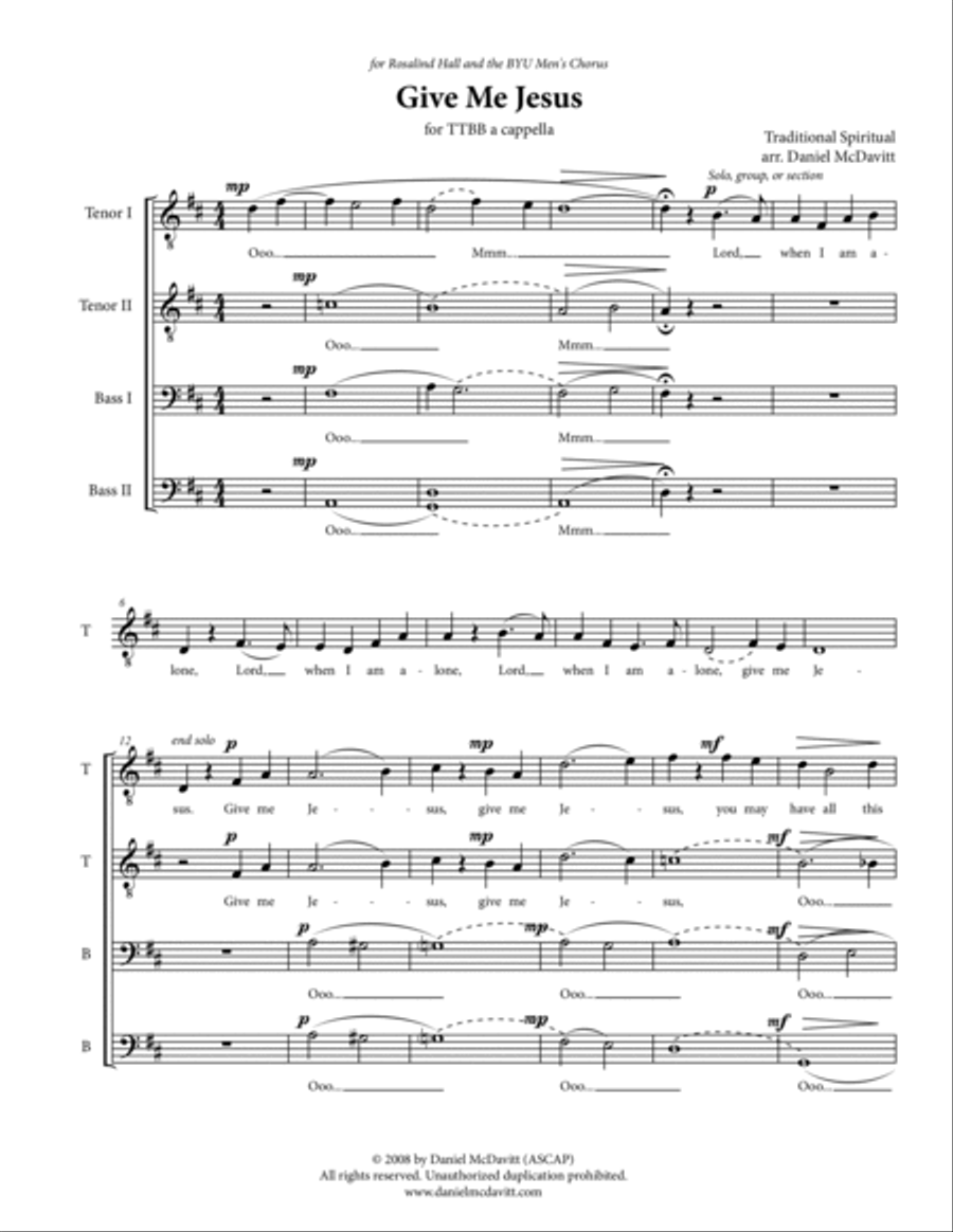 Give Me Jesus TTBB scores gallery preview page 3