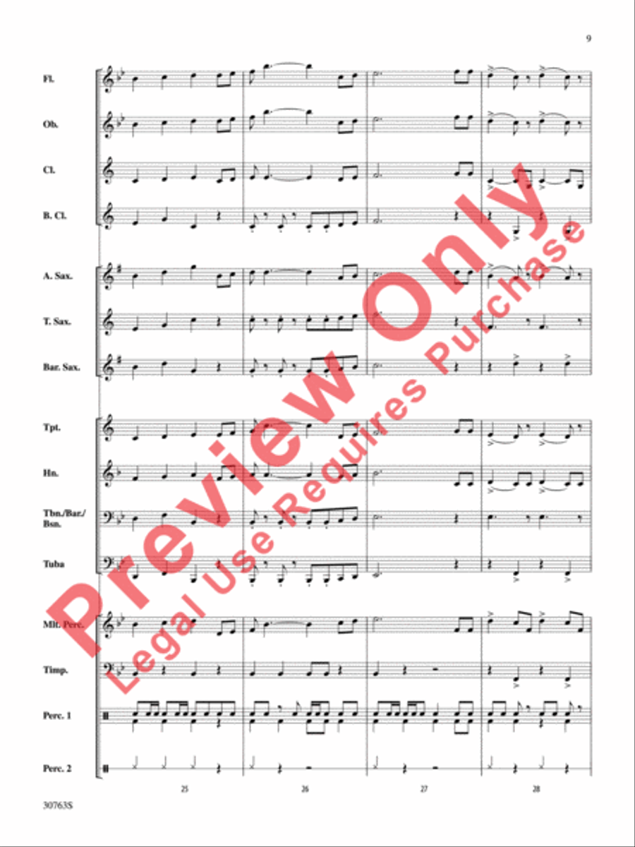 Raiders March (score only) Concert Band scores gallery preview page 10