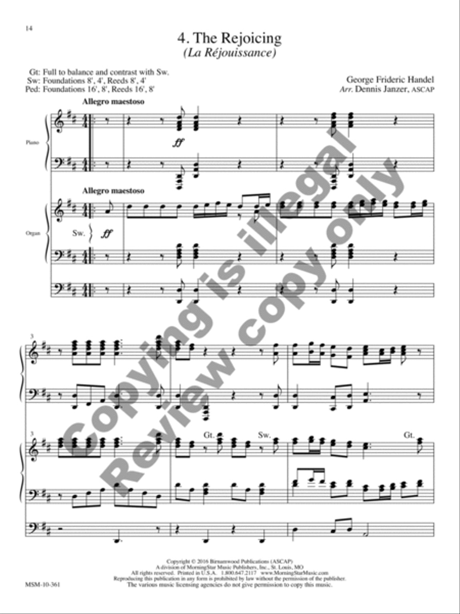 Royal Fireworks Music: Piano and Organ Duet Organ scores gallery preview page 20
