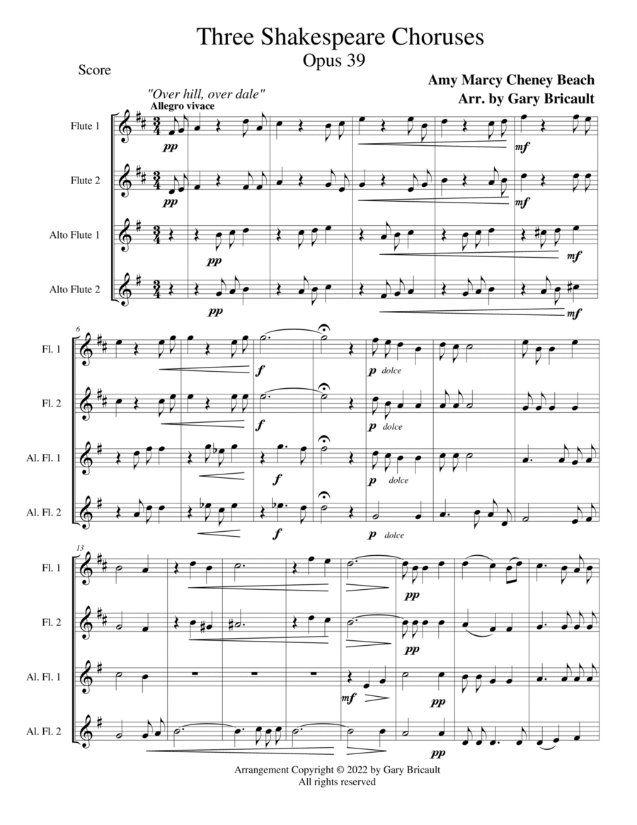 Three Shakespeare Choruses - Opus 39 Woodwind Ensemble scores gallery preview page 1