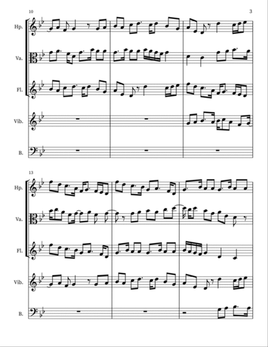 Z 135 for harp, viola, flute & vibraphone Flute scores gallery preview page 3