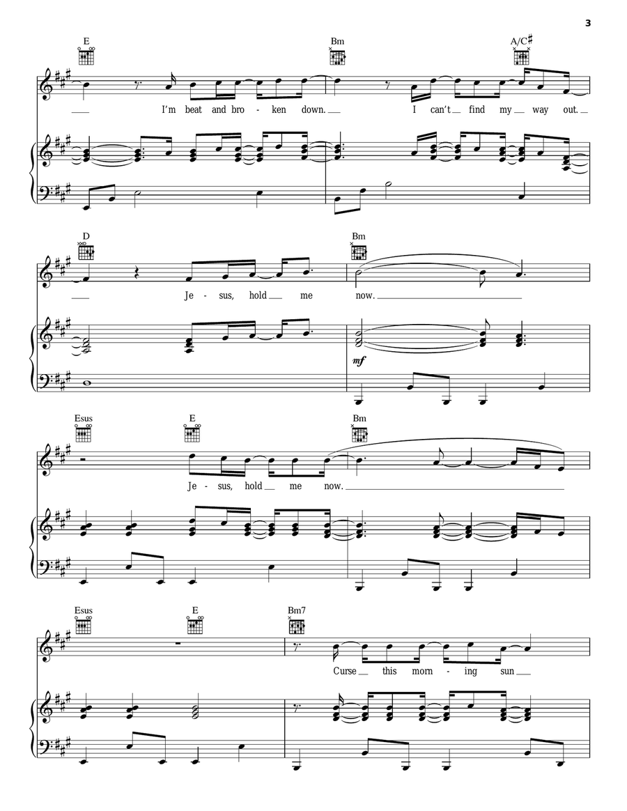Jesus, Hold Me Now Piano, Vocal, Guitar scores gallery preview page 3
