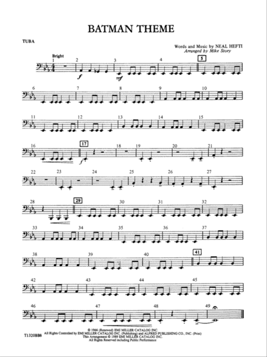 Batman Theme (from the Original TV Series): Tuba Concert Band scores gallery preview page 1