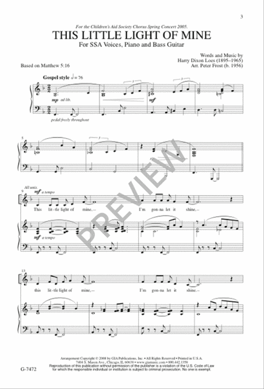 This Little Light of Mine SSA scores gallery preview page 3