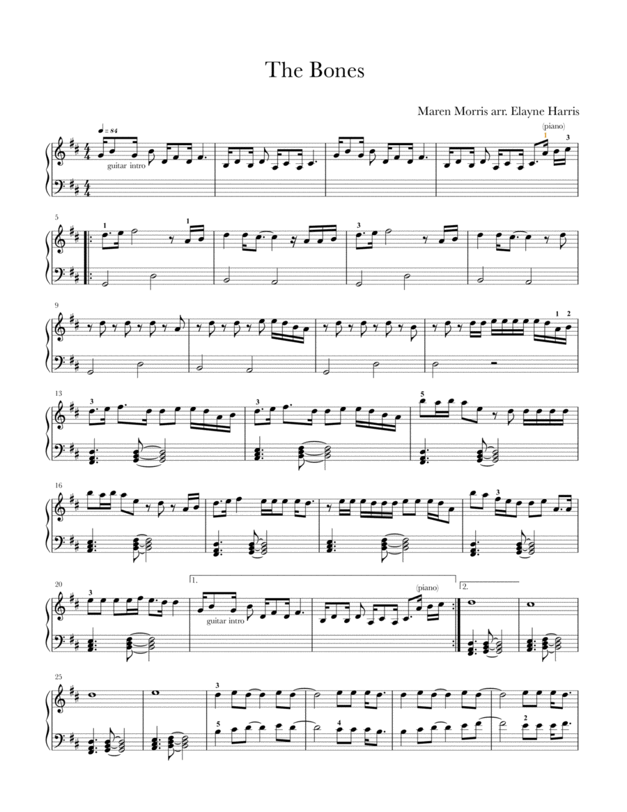 The Bones Piano Solo scores gallery preview page 1