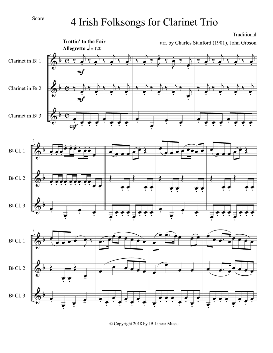 4 Irish Folksongs for Clarinet Trio Clarinet Trio scores gallery preview page 2