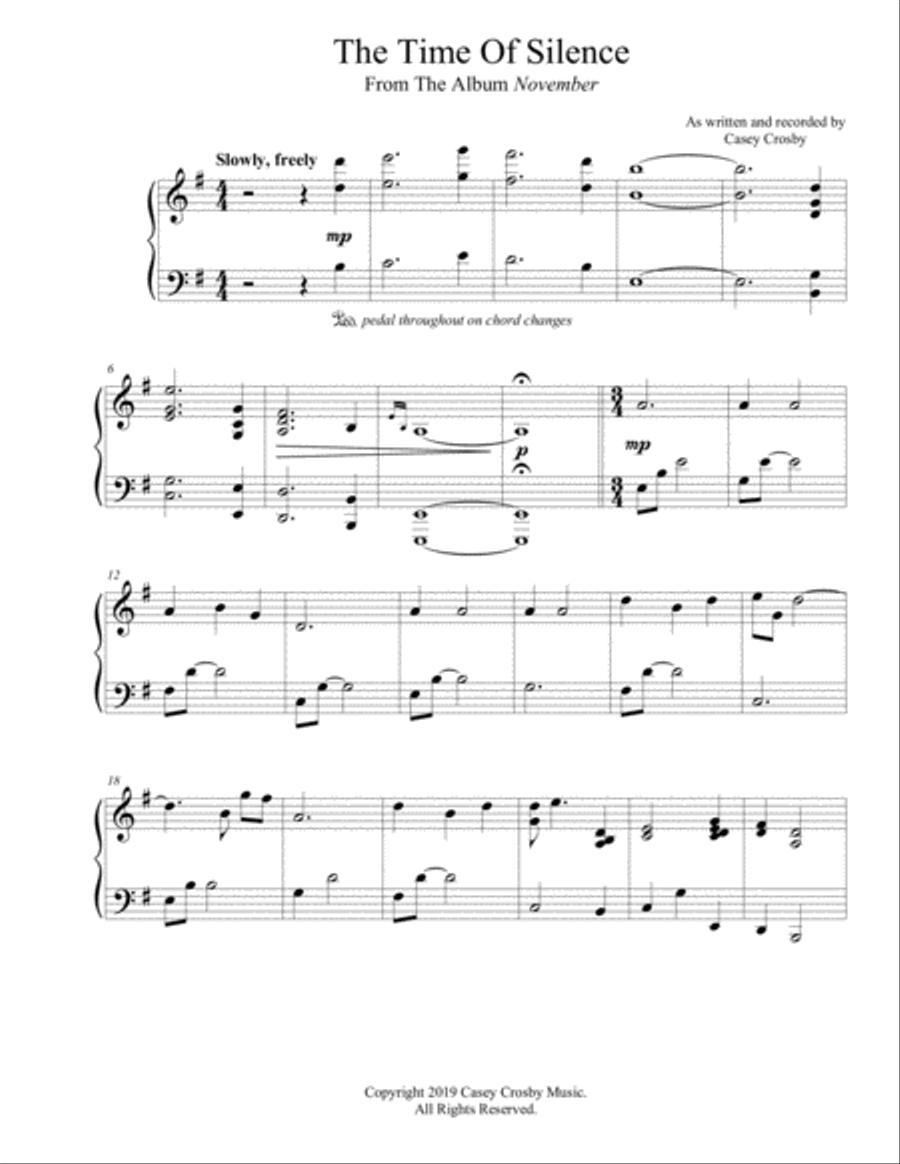 The Time Of Silence Piano Solo scores gallery preview page 1
