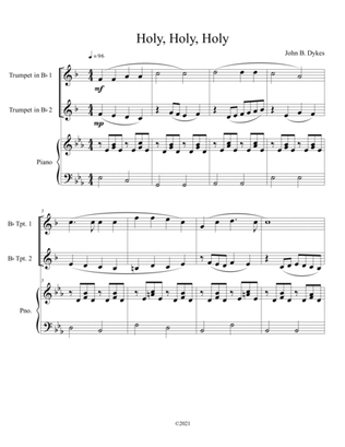 Book cover for Holy, Holy, Holy (trumpet duet) with optional piano accompaniment