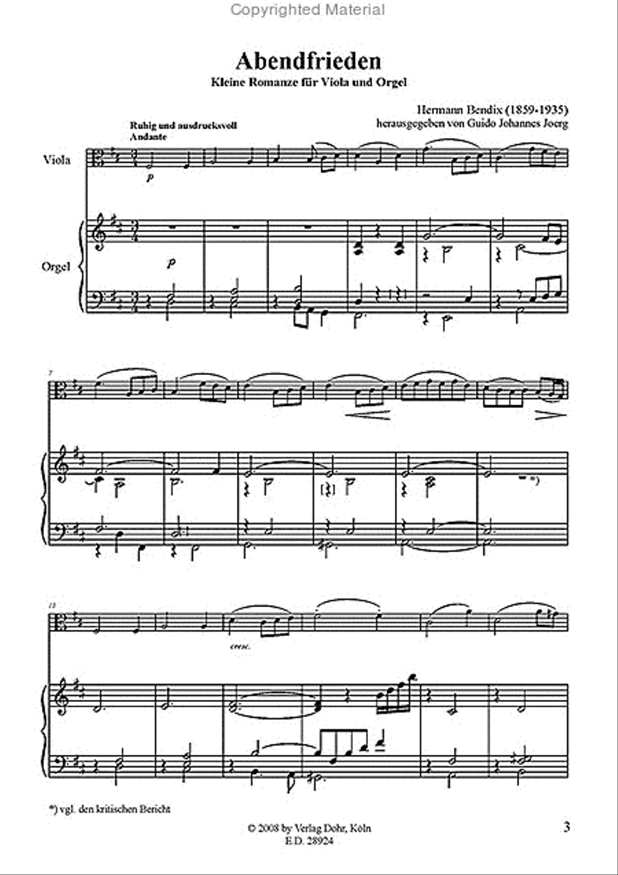 Abendfrieden -Kleine Romanze für Viola und Orgel- Viola scores gallery preview page 2