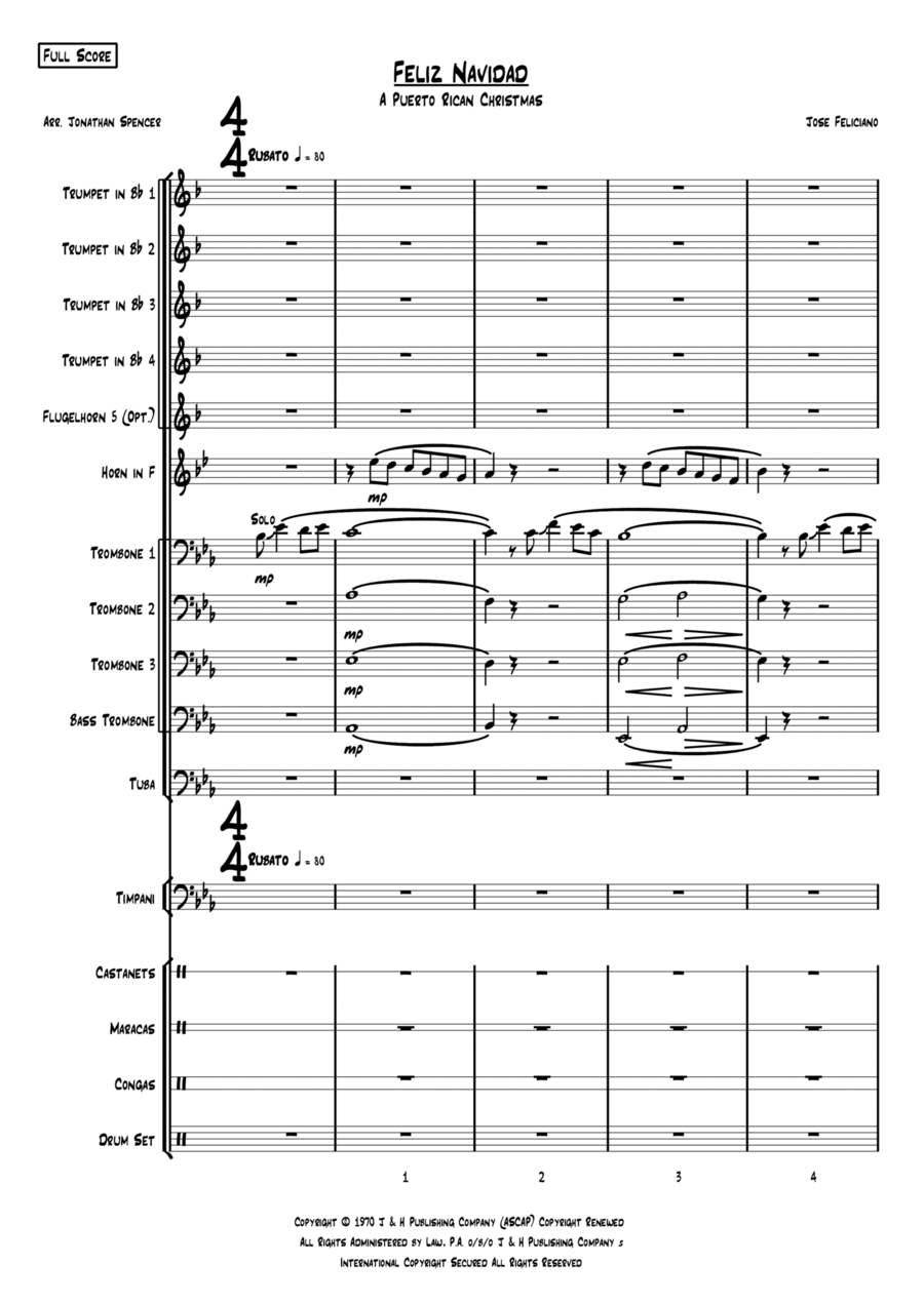 Feliz Navidad Large Ensemble scores gallery preview page 1