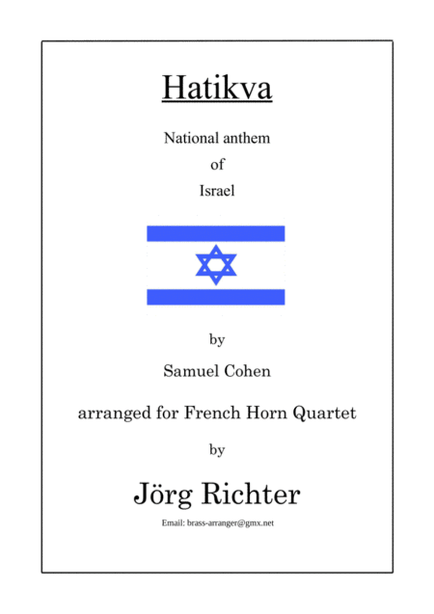 Hatikva (Nationalhymne Israels) für Horn Quartett image number null