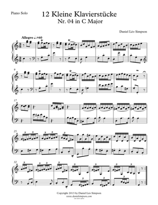 Book cover for Kleine Klavierstücke Nr. 4 in C Major for Piano solo