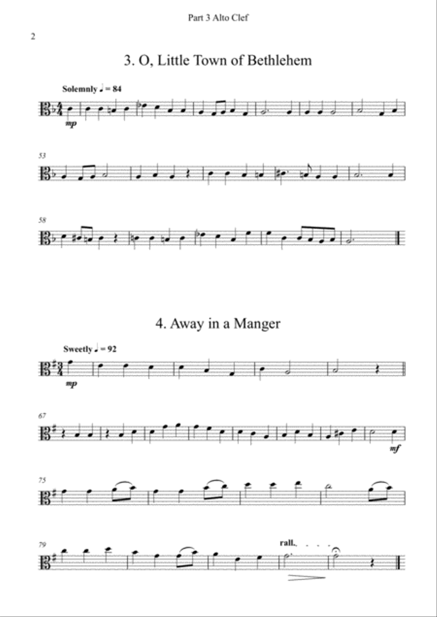 Carols for Four (or more) - Fifteen Carols with Flexible Instrumentation - Part 3 - Alto Clef