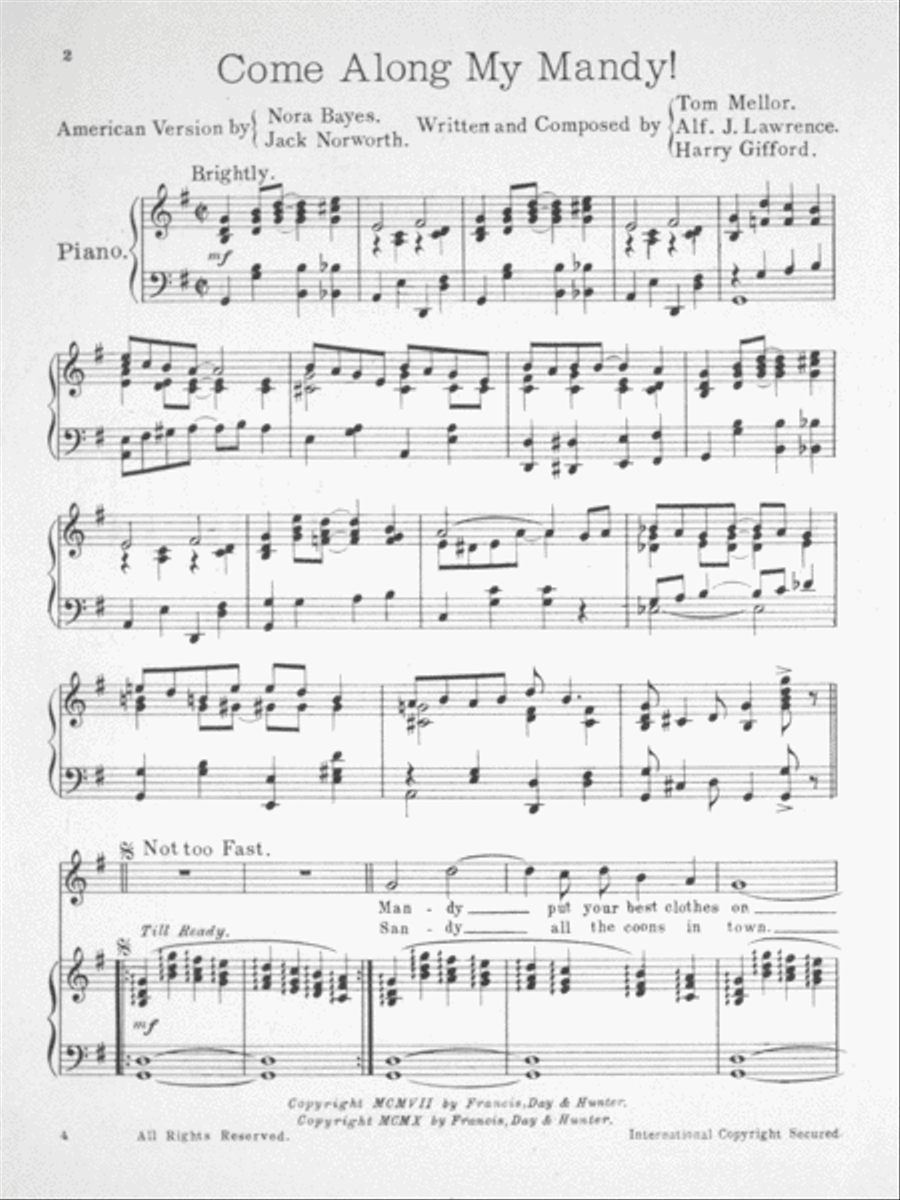 Come Along My Mandy. American Version Voice scores gallery preview page 2