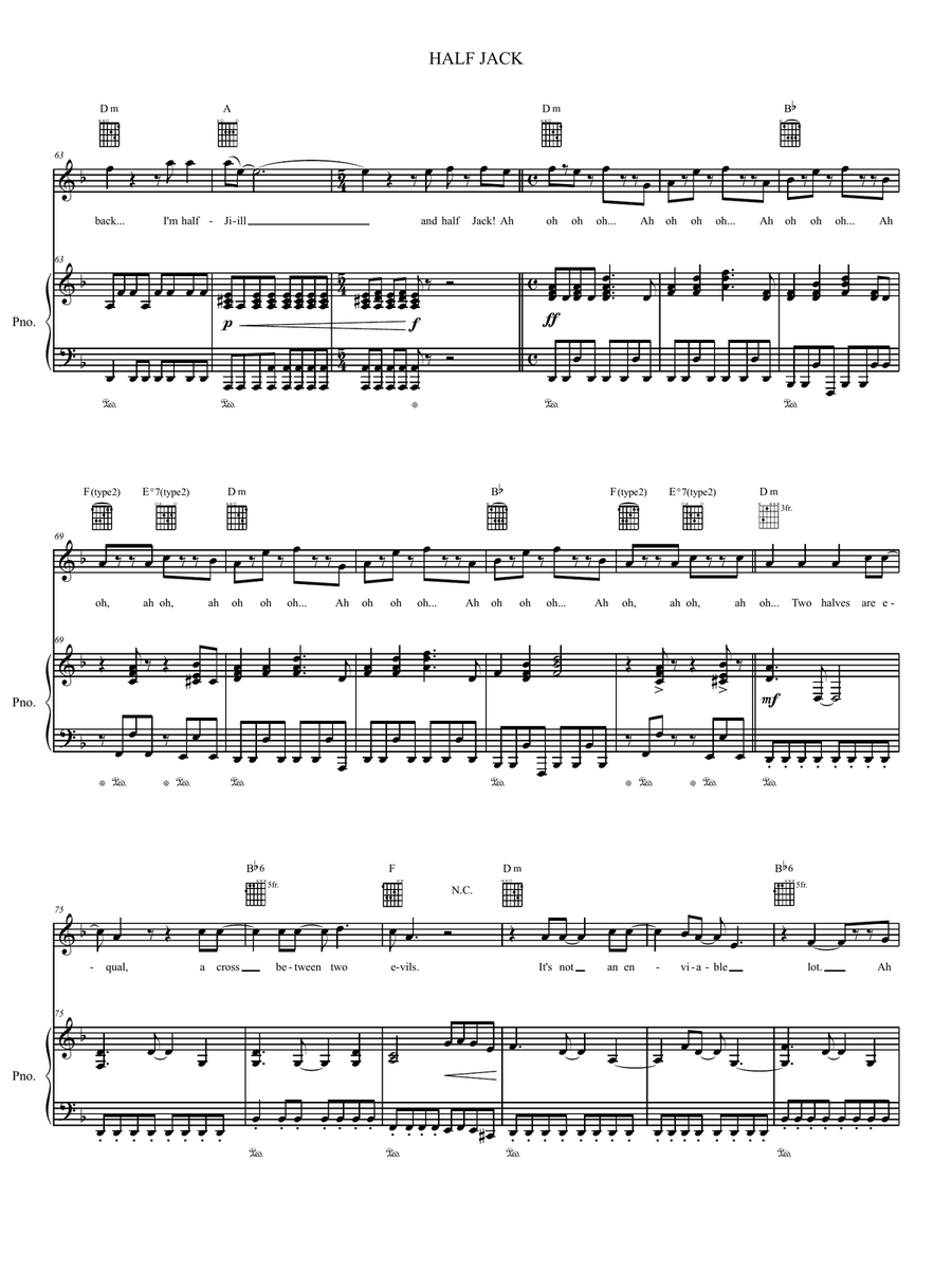 Half Jack Piano, Vocal, Guitar scores gallery preview page 4