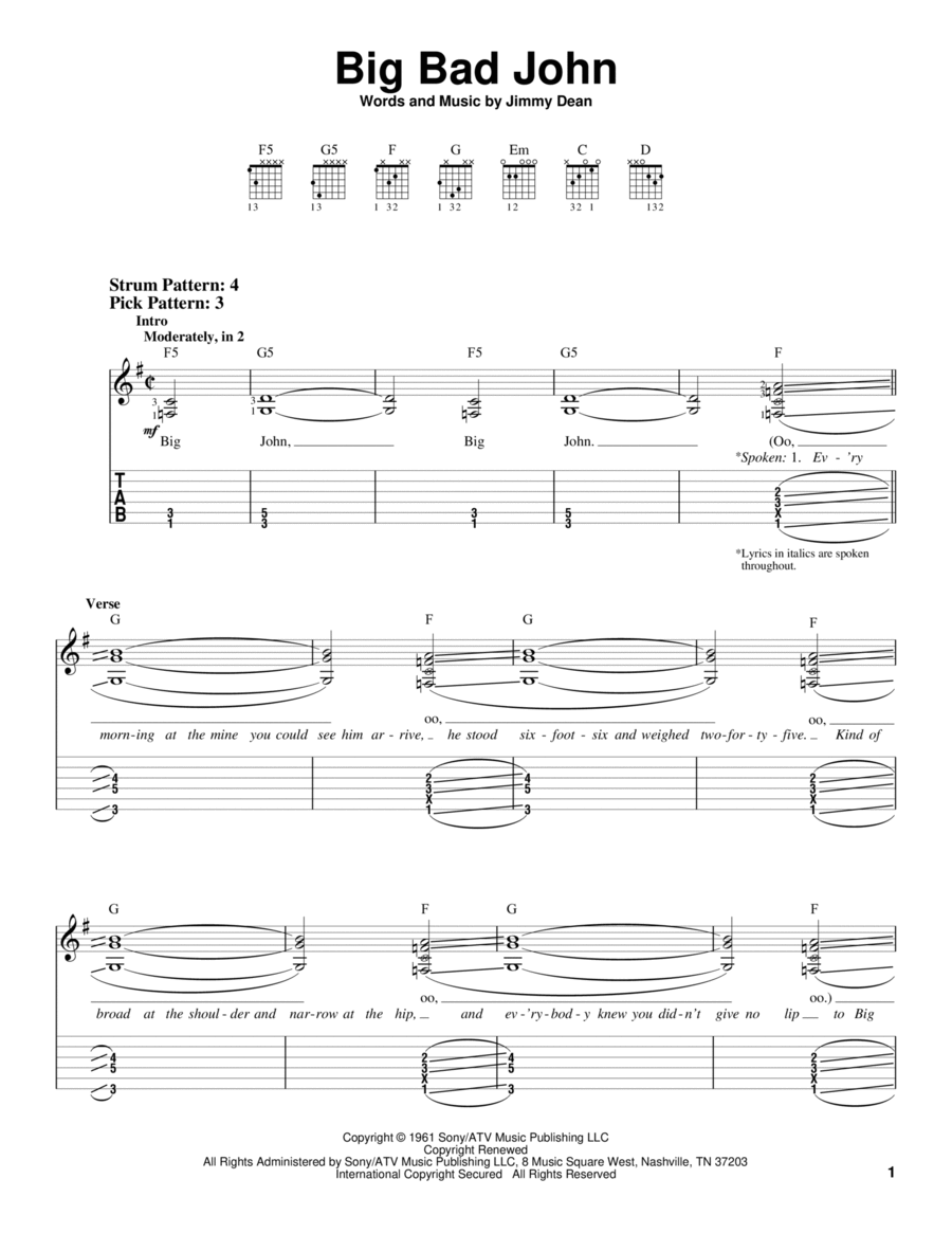 Big Bad John Electric Guitar scores gallery preview page 1