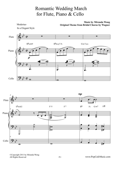Romantic Wedding March - Short Version for Flute, Piano & Cello