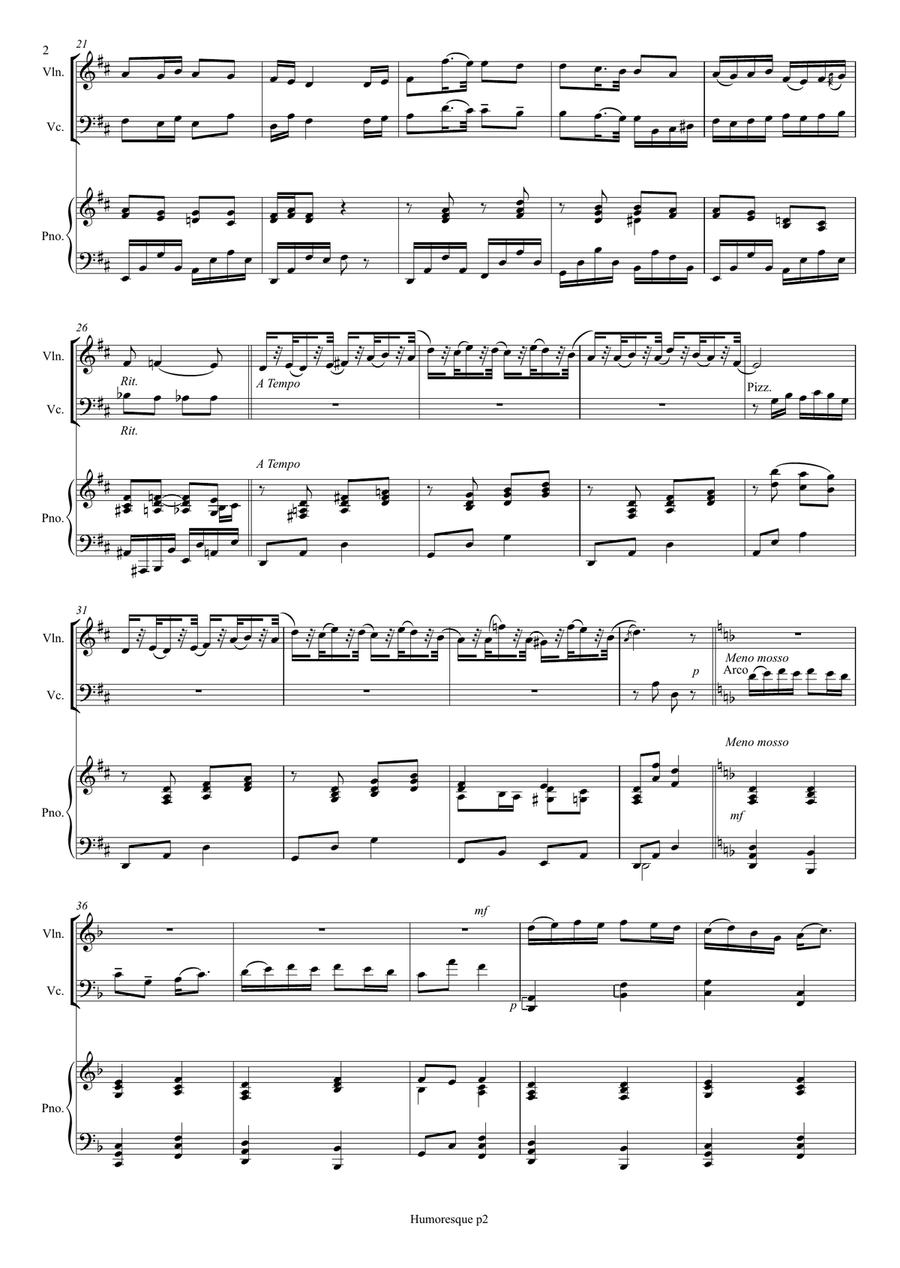 Humoresque - for violin, cello and piano Piano Trio scores gallery preview page 2