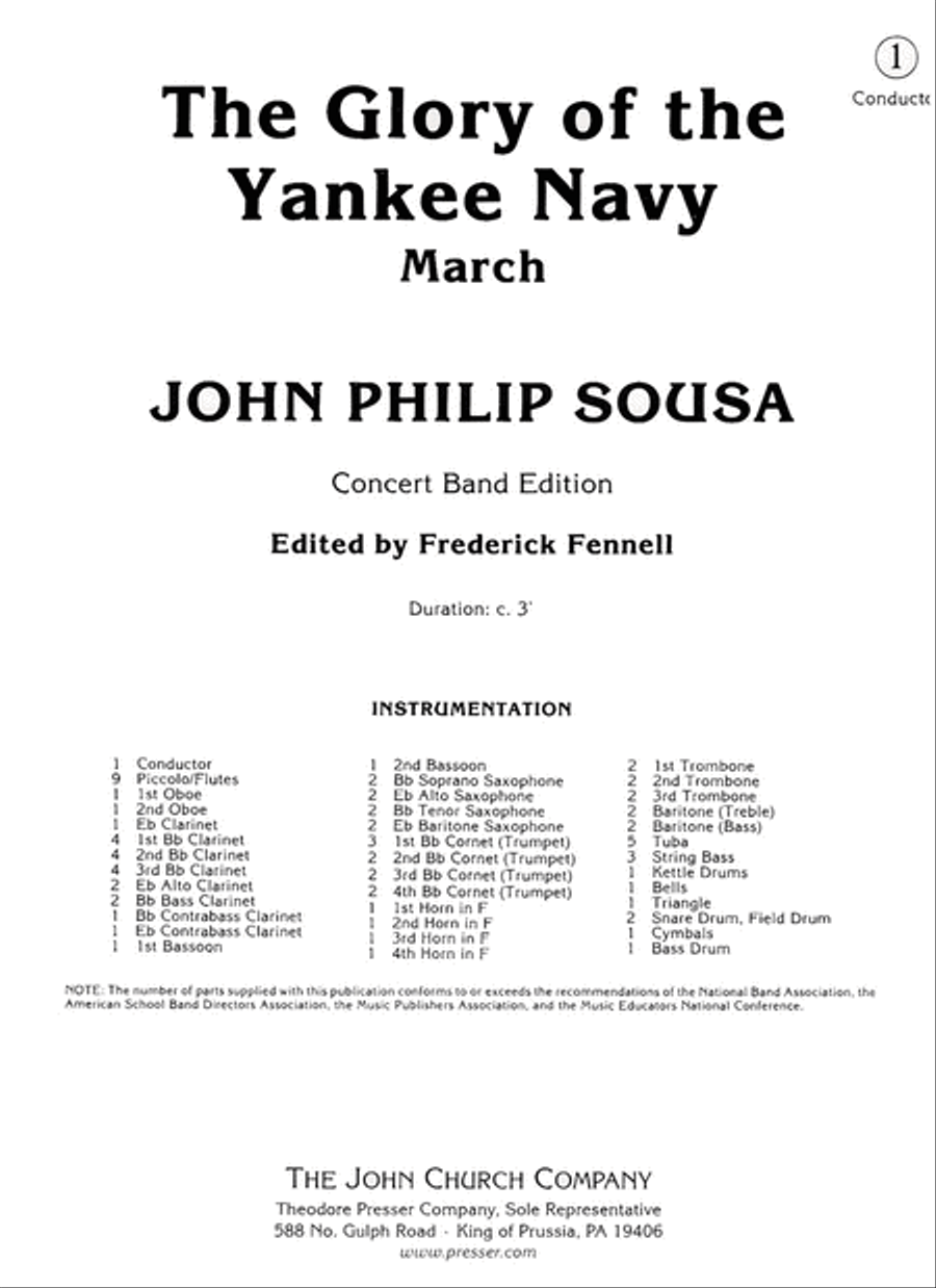 The Glory of the Yankee Navy Concert Band scores gallery preview page 1