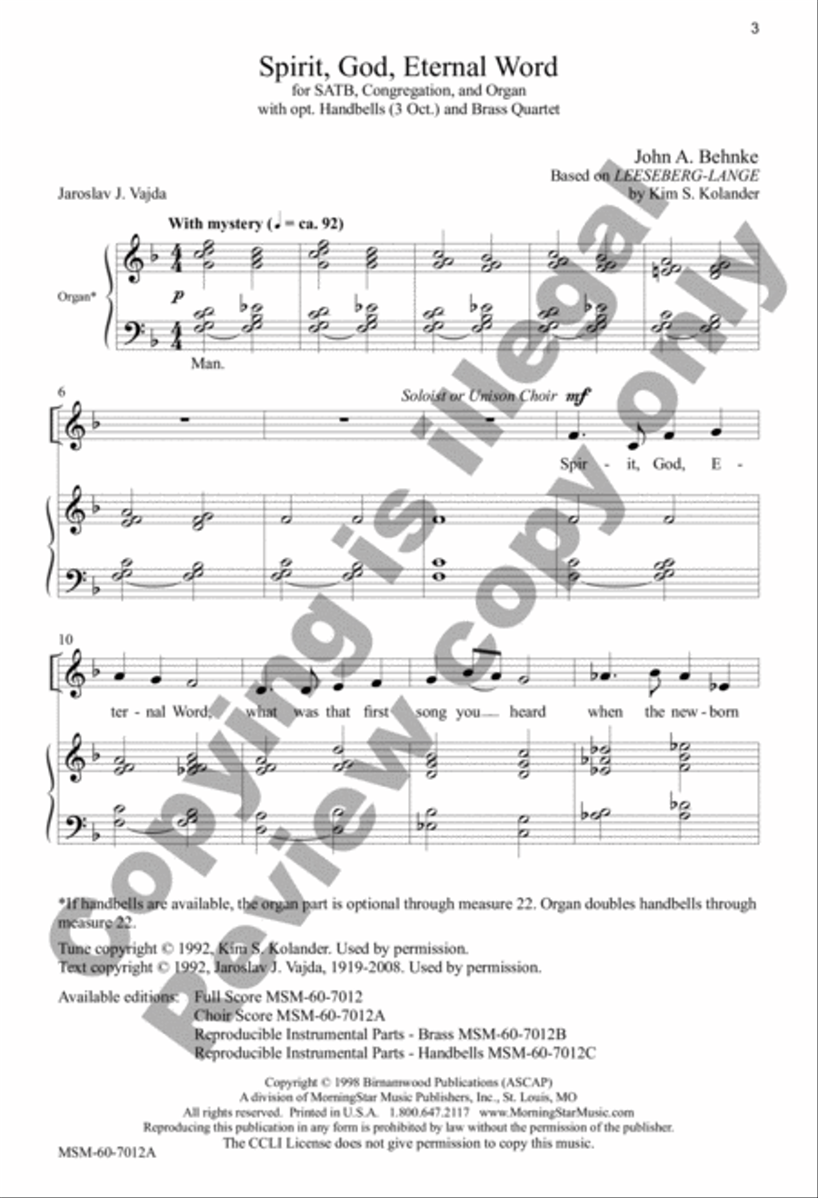 Spirit, God, Eternal Word (Choral Score) 4-Part scores gallery preview page 2