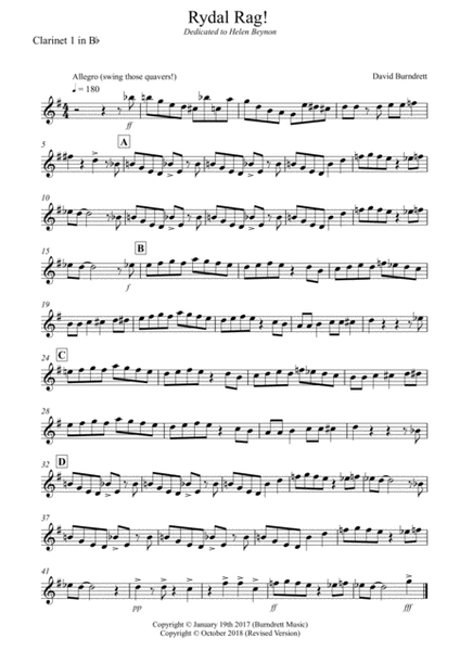 Rydal Rag! for Clarinet Quartet image number null