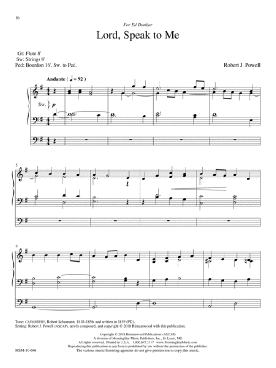 Lord, Speak to Me Lord, Speak to Me Organ scores gallery preview page 1