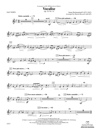 Vocalise, Op. 34, No. 14: 2nd F Horn