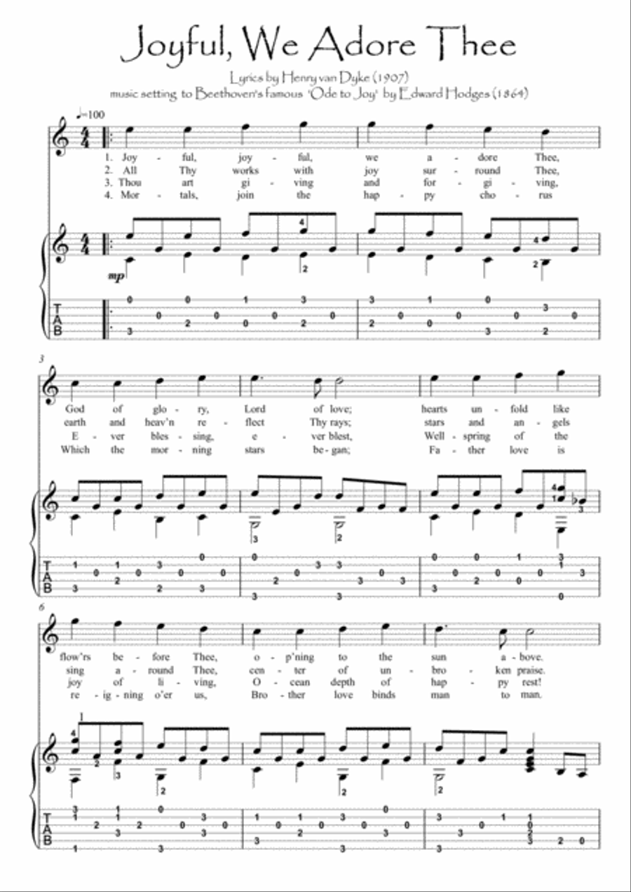Joyful We Adore Thee flute guitar duet Flute scores gallery preview page 2