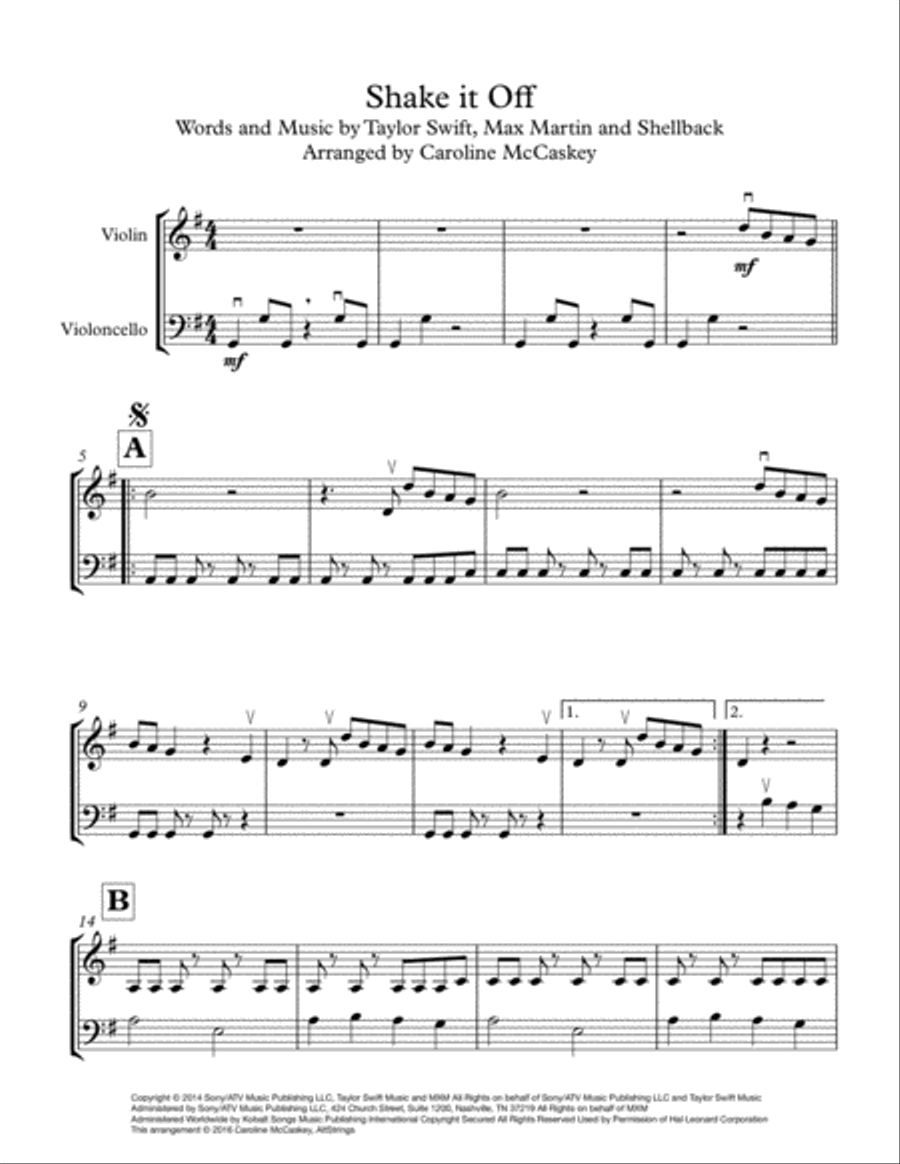 Shake It Off String Duet scores gallery preview page 2