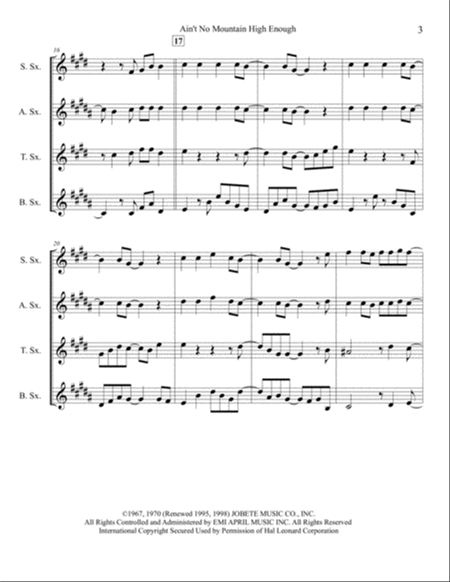 Ain't No Mountain High Enough Woodwind Quartet scores gallery preview page 4