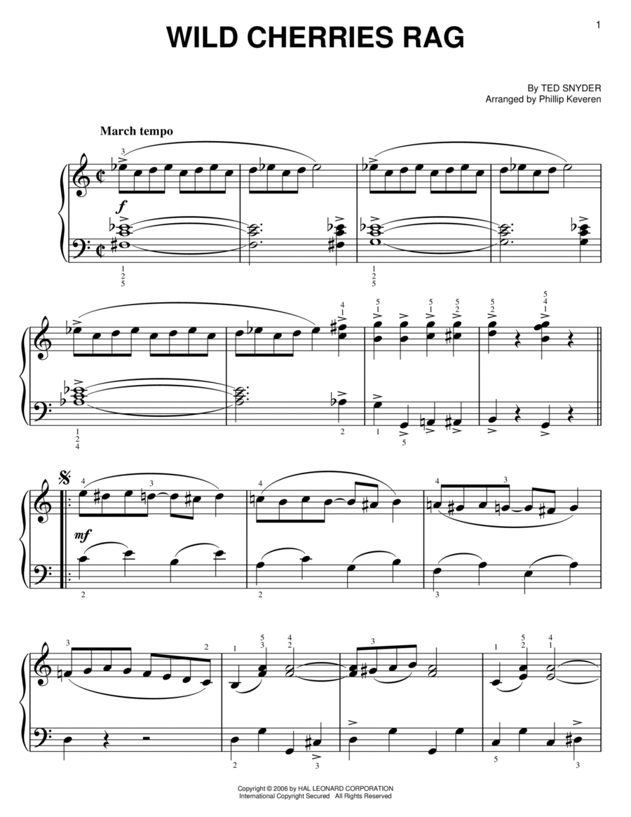 Wild Cherries Rag (arr. Phillip Keveren) Easy Piano scores gallery preview page 1