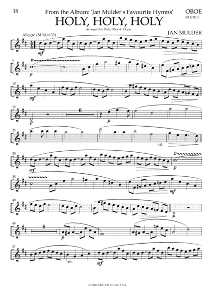 Holy Holy Holy - oboe part Clarinet scores gallery preview page 1
