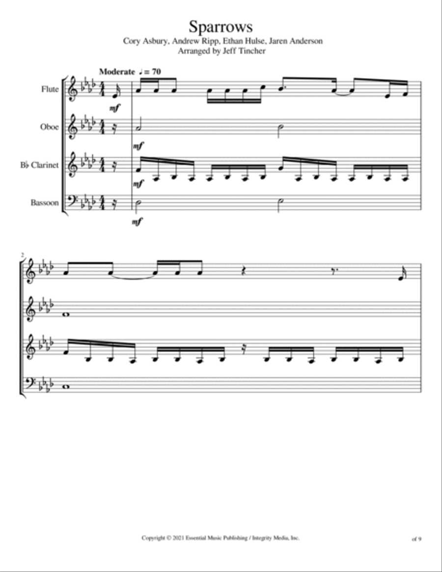 Sparrows Woodwind Quartet scores gallery preview page 2