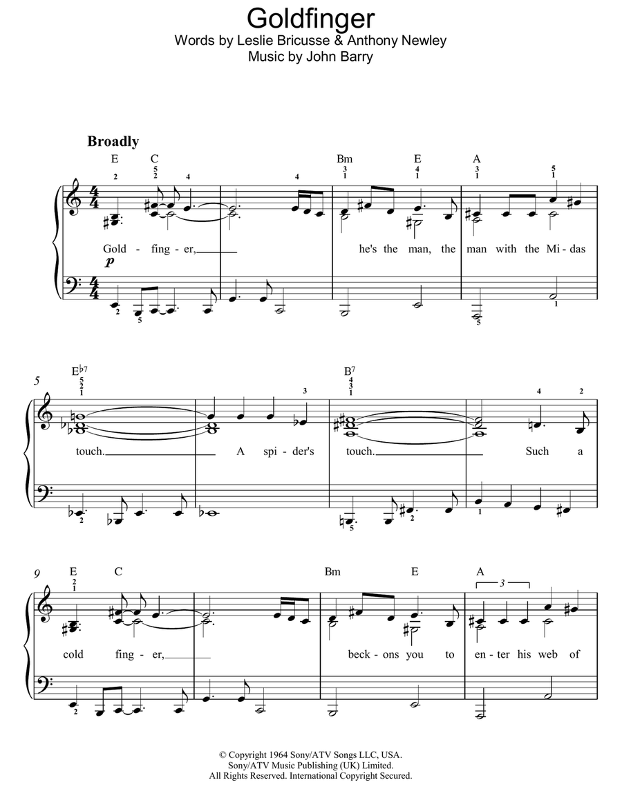Goldfinger Piano Solo scores gallery preview page 1