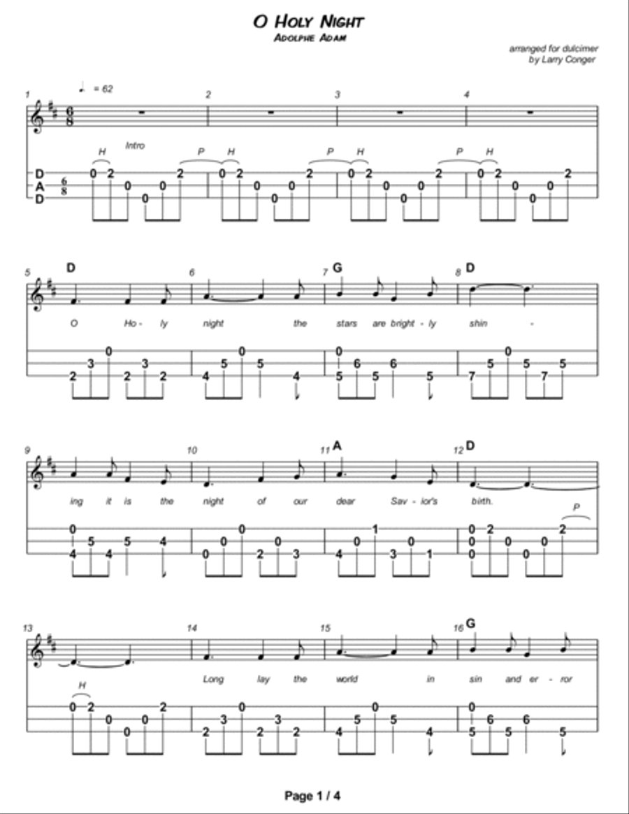 O Holy Night Dulcimer scores gallery preview page 2