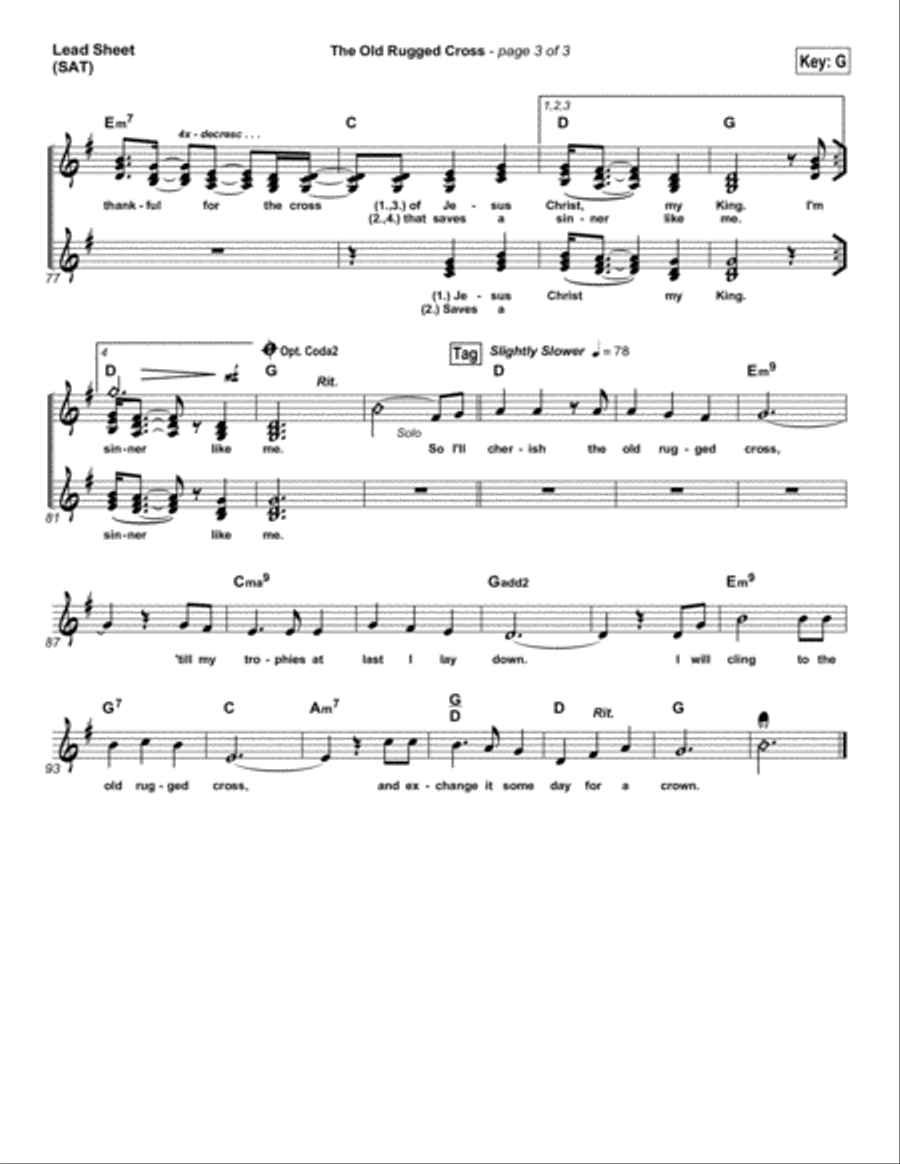 The Old Rugged Cross The Old Rugged Cross Piano scores gallery preview page 3