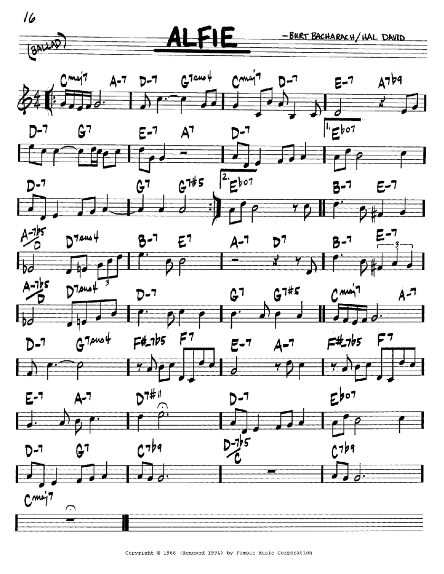 Alfie Piano scores gallery preview page 1
