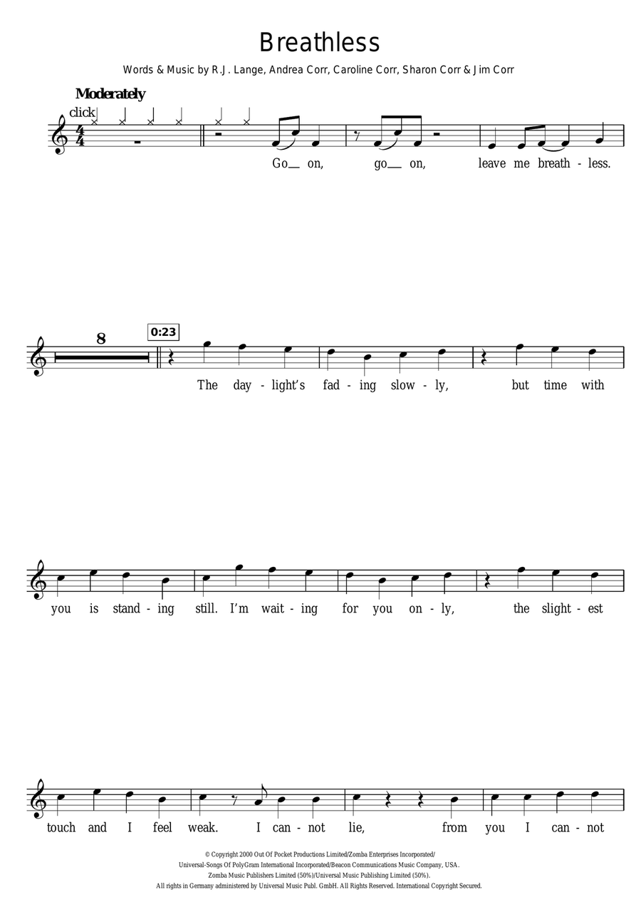 Breathless Violin Solo scores gallery preview page 1