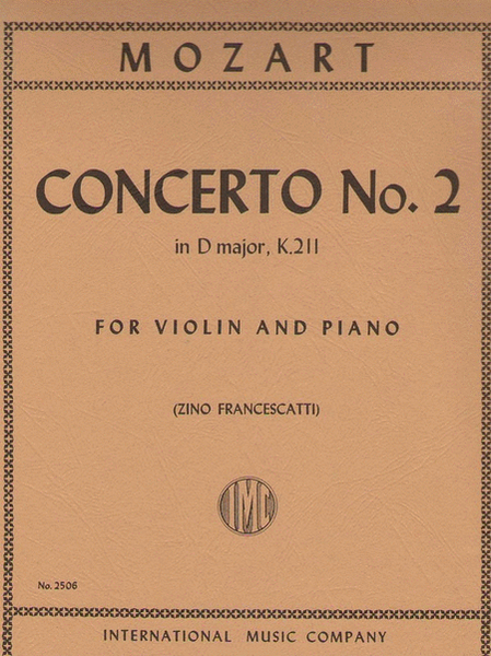 Mozart - Concerto No 2 D K 211 Violin/Piano Ed Francescatti