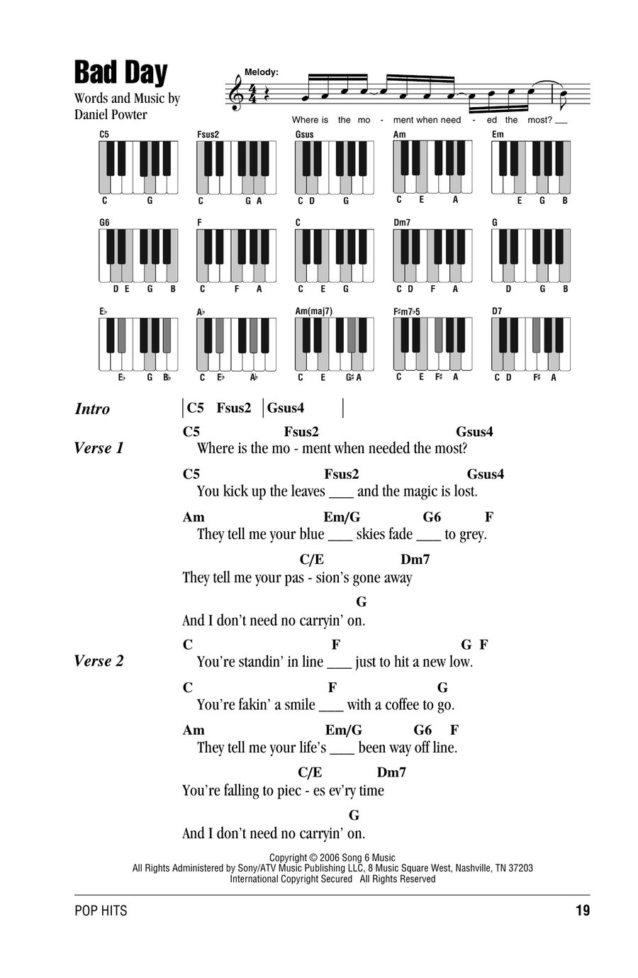 Bad Day Piano scores gallery preview page 1
