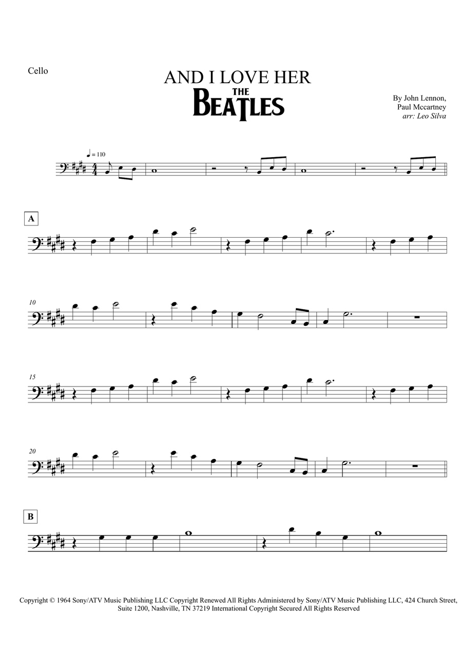And I Love Her Cello Solo scores gallery preview page 1