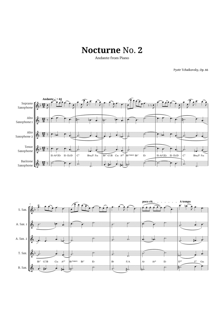 Nocturne by Chopin for Sax Quintet image number null