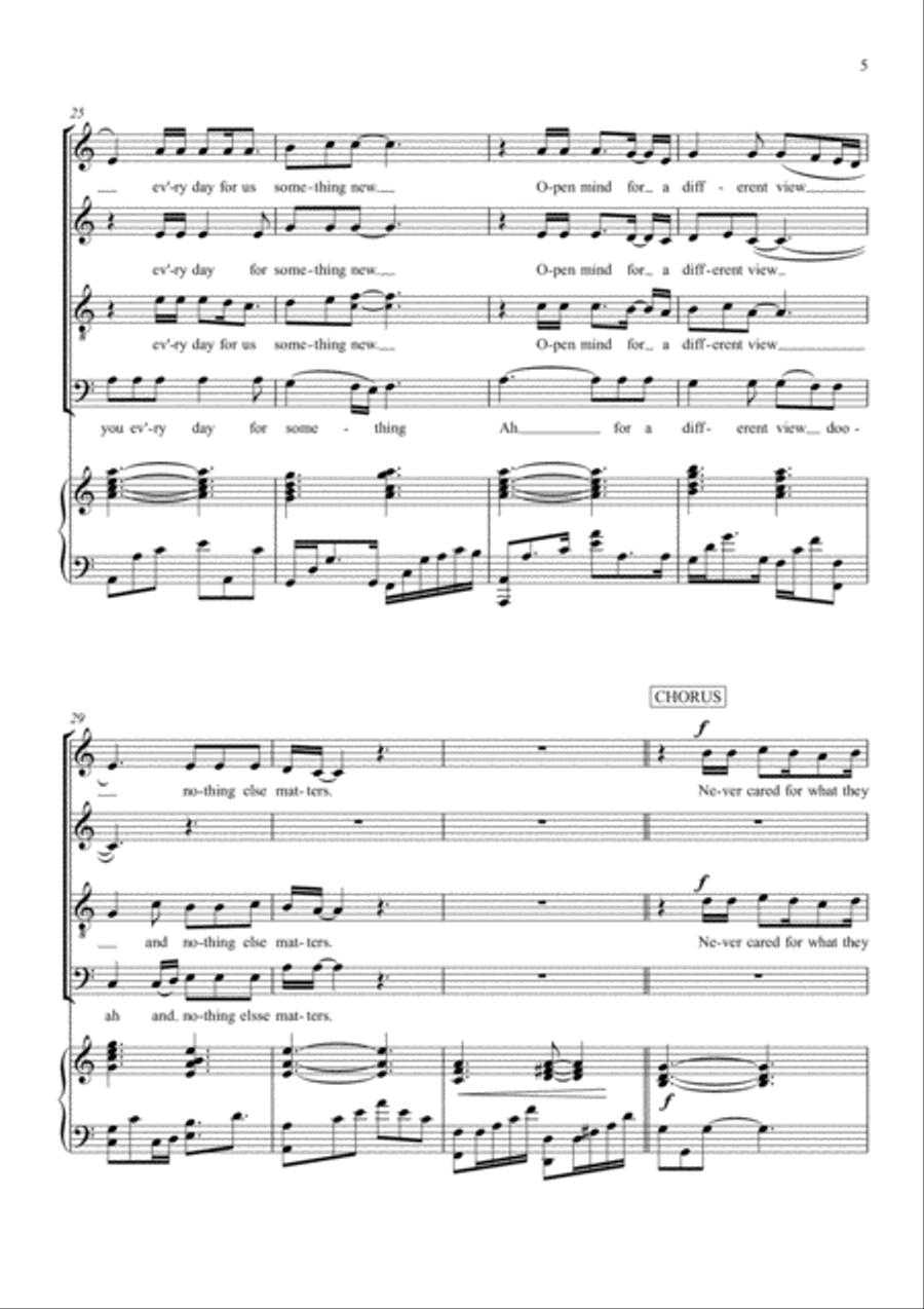 Nothing Else Matters 4-Part scores gallery preview page 5