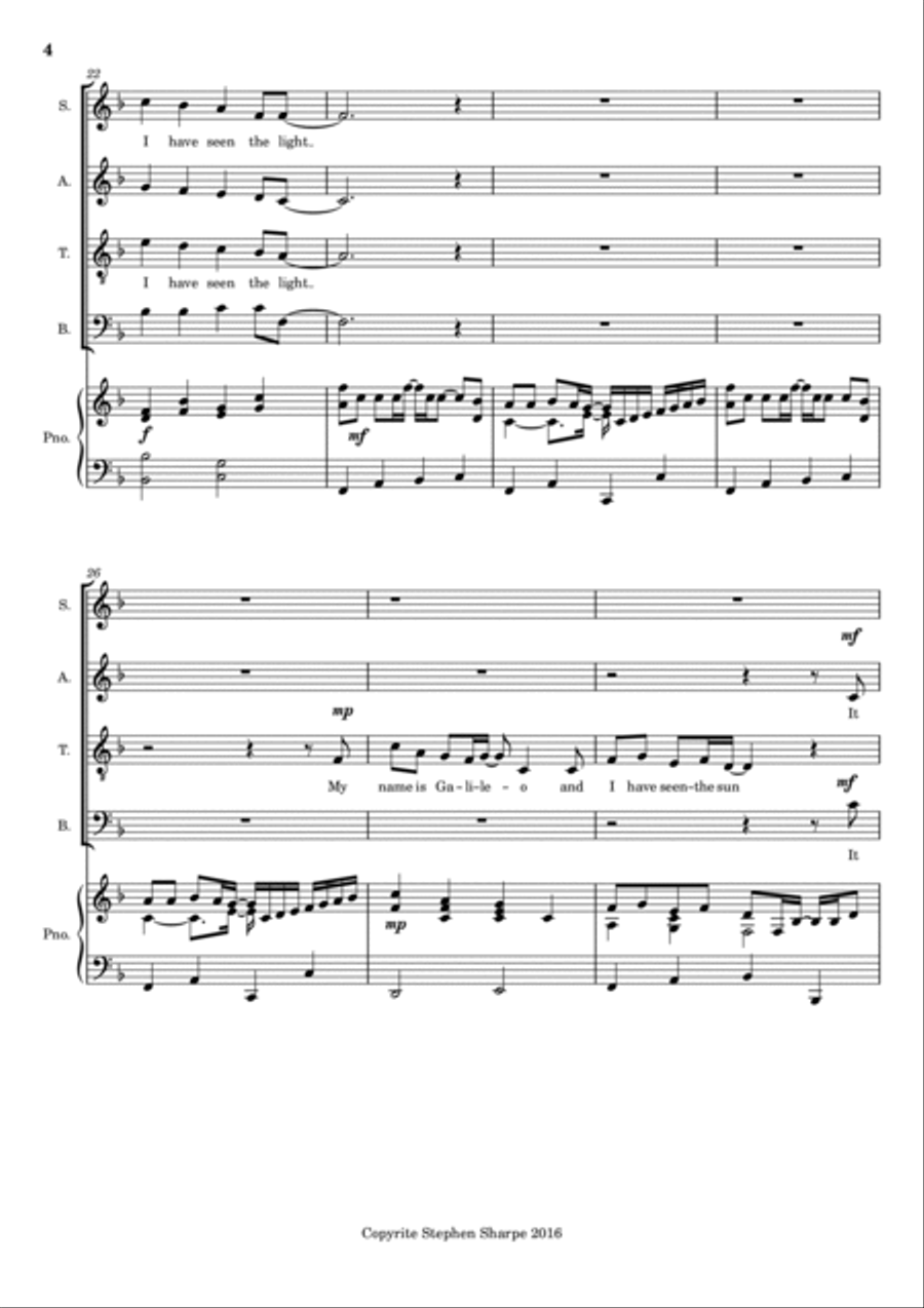 My Name is Galileo 4-Part scores gallery preview page 4
