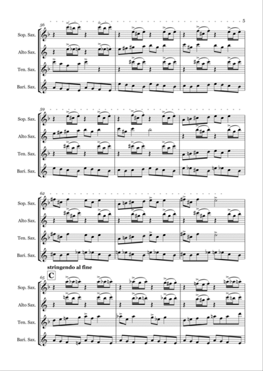 In the Hall of the Mountain King by Edvard Grieg - Saxophone quartet (SATB) Saxophone Quartet scores gallery preview page 5