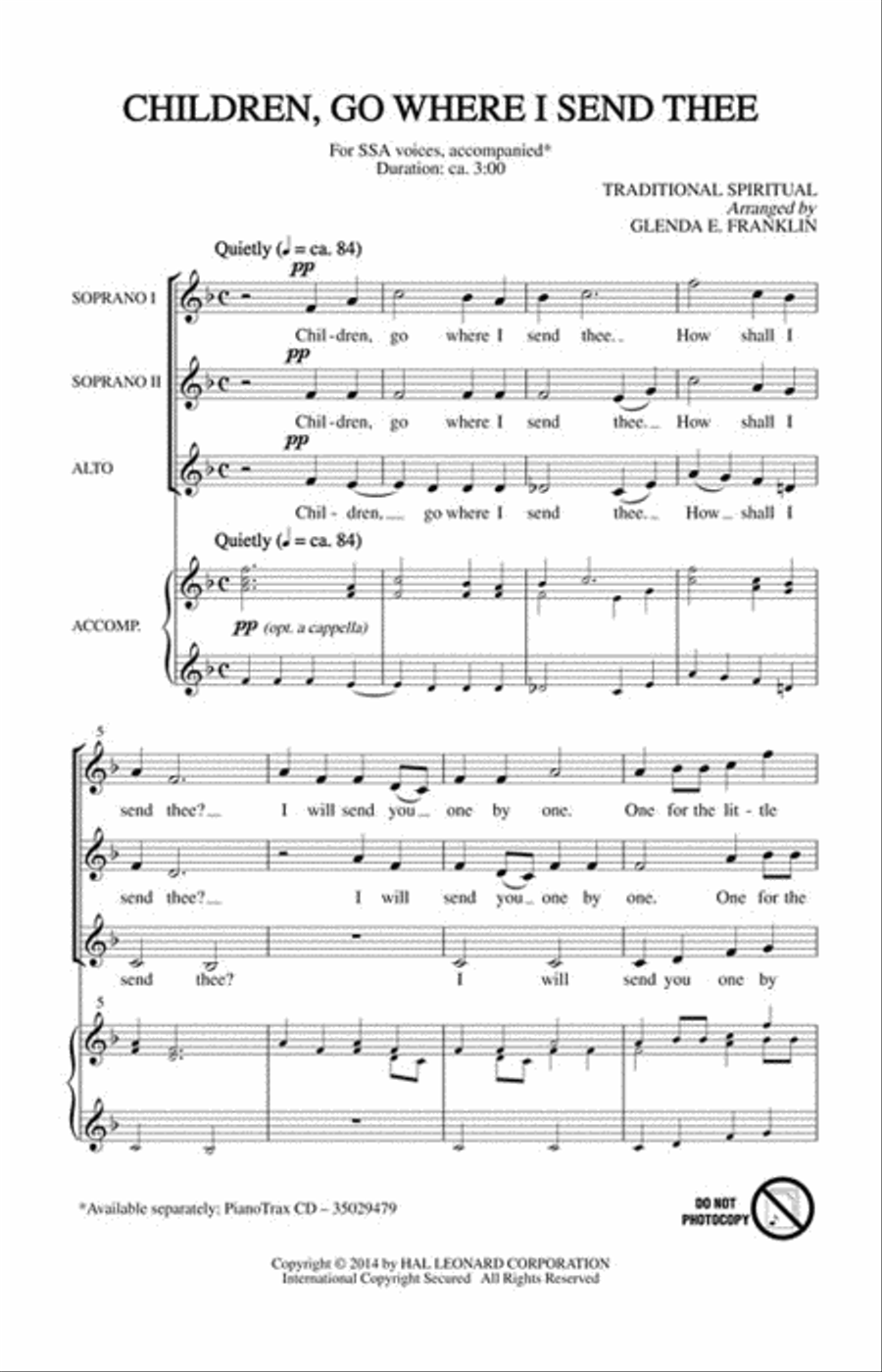 Children, Go Where I Send Thee SSA scores gallery preview page 2