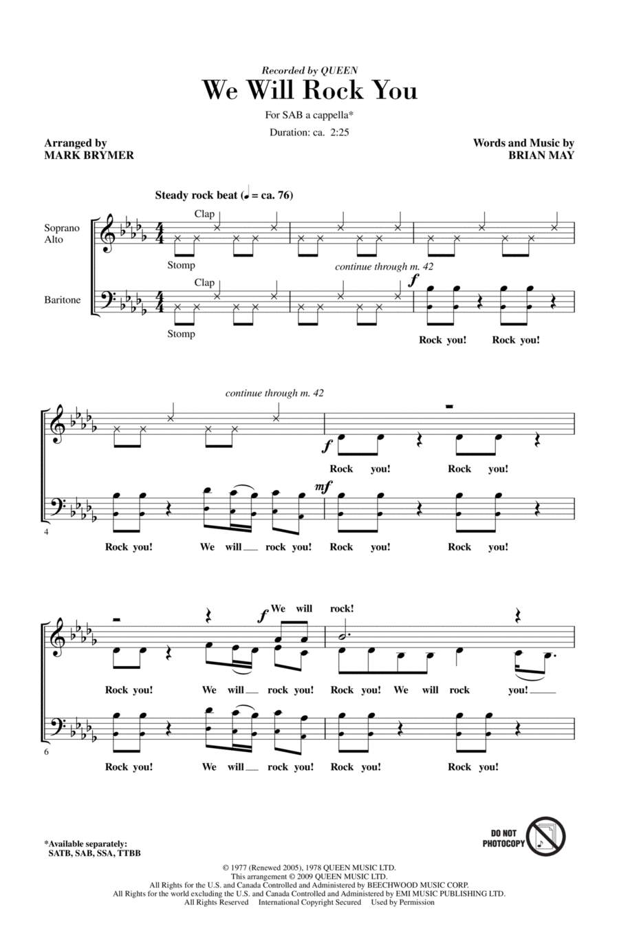 We Will Rock You (arr. Mark Brymer) 3-Part scores gallery preview page 1